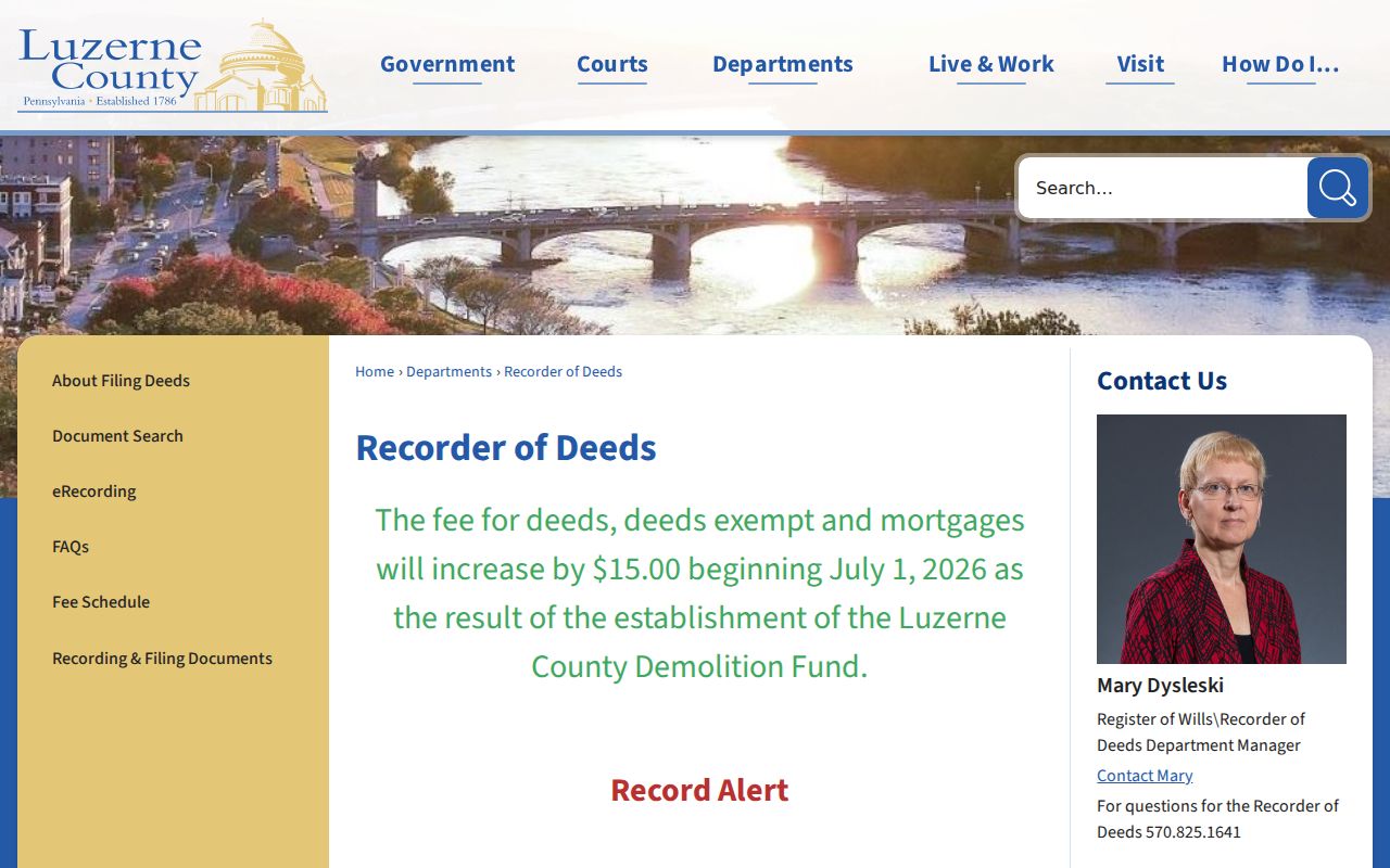 Hazleton residents directory deed research through Luzerne County Recorder access