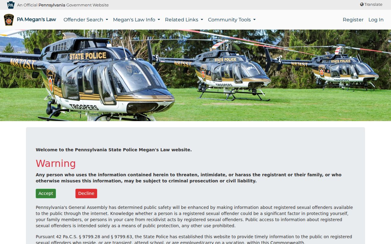 Hazleton resident lookup using the Pennsylvania Megan's Law registry